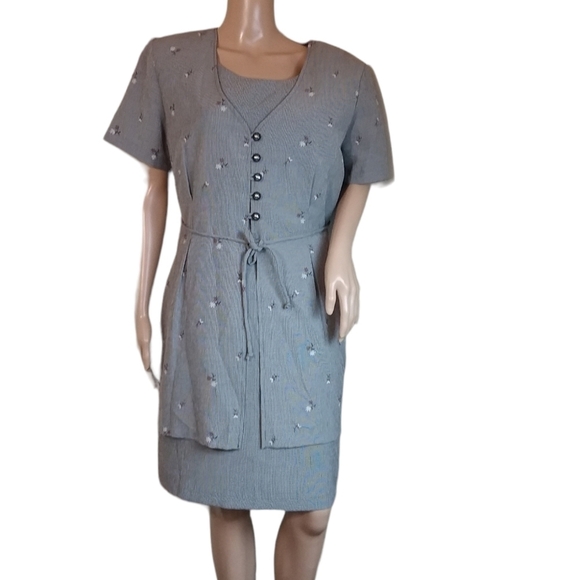 Vintage 80's DBY Floral Button Down Dress Shoulder Pads - Picture 1 of 4